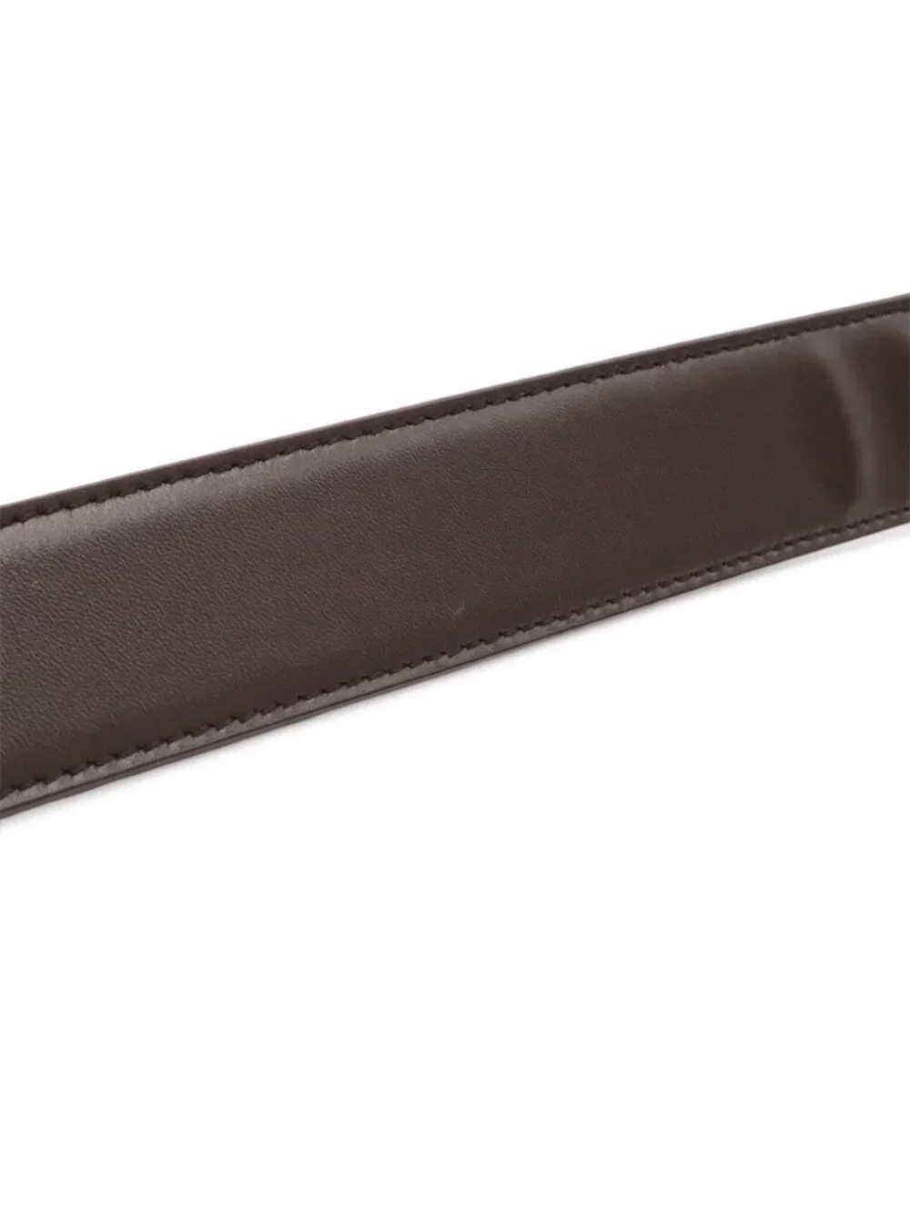 Prada Square Buckle Belt Leather Dark Brown Silver 90